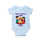 Appa & Amma's Light  - Customized Romper For Babies With Name - BABY BLUE - 0 - 3 Months Old (Chest 16")