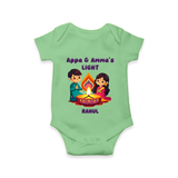 Appa & Amma's Light  - Customized Romper For Babies With Name - GREEN - 0 - 3 Months Old (Chest 16")