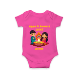 Appa & Amma's Light  - Customized Romper For Babies With Name - HOT PINK - 0 - 3 Months Old (Chest 16")