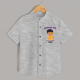 "Karthigai Cutie - Born To Shine" - Customized Shirt For Kids With Name - GREY MELANGE - 0 - 6 Months Old (Chest 23")