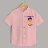 "Karthigai Cutie - Born To Shine" - Customized Shirt For Kids With Name - PEACH - 0 - 6 Months Old (Chest 23")