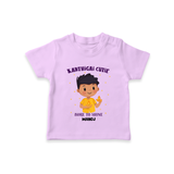 "Karthigai Cutie - Born To Shine" - Customized T-Shirt For Kids With Name - LILAC - 0-5 Months Old (Chest 17")