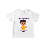 "Karthigai Cutie - Born To Shine" - Customized T-Shirt For Kids With Name - WHITE - 0-5 Months Old (Chest 17")