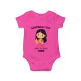 "Karthigai Cutie" - Customized Romper For Babies With Name - HOT PINK - 0 - 3 Months Old (Chest 16")