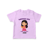 "Karthigai Cutie" - Customized T-Shirt For Kids With Name - LILAC - 0-5 Months Old (Chest 17")