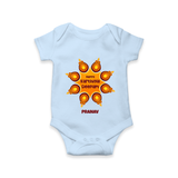 Happy Karthigai Deepam Ð Celebrate Bright: Romper For Babies With Customized Name - BABY BLUE - 0 - 3 Months Old (Chest 16")