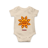 Happy Karthigai Deepam Ð Celebrate Bright: Romper For Babies With Customized Name - IVORY - 0 - 3 Months Old (Chest 16")