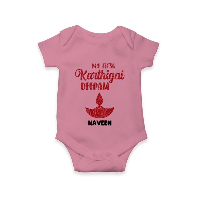 My First Karthigai Deepam Themed Personalized Romper With Name For Babies - ONION - 0 - 3 Months Old (Chest 16")