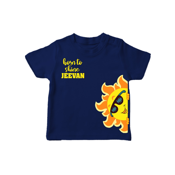 Born to Shine – Personalised Kids T-Shirt - NAVY BLUE - 0-5 Months Old (Chest 17")