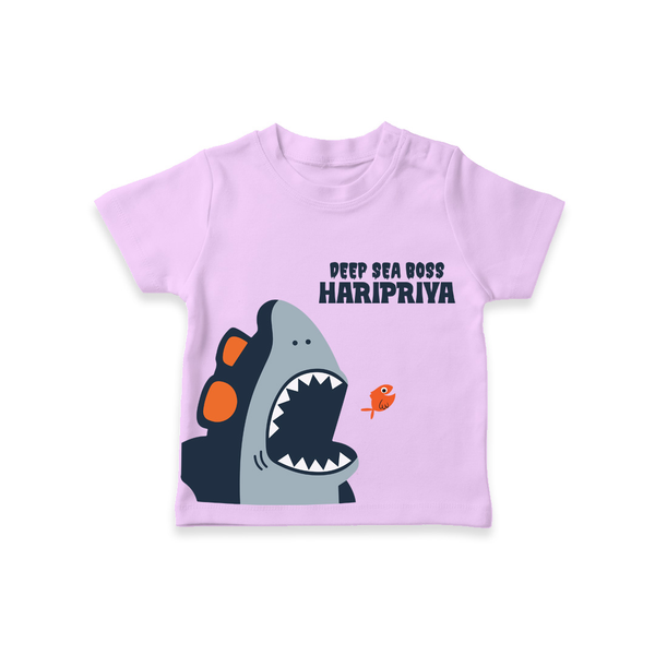 Deep Sea Boss – Personalised Kids T-Shirt - LILAC - 0-5 Months Old (Chest 17")
