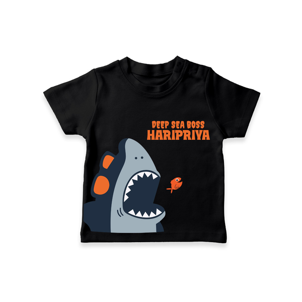 Deep Sea Boss – Personalised Kids T-Shirt - BLACK - 0-5 Months Old (Chest 17")