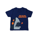 Deep Sea Boss – Personalised Kids T-Shirt - NAVY BLUE - 0-5 Months Old (Chest 17")