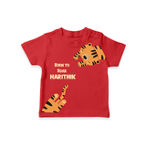 Born to Roar – Personalised Kids T-Shirt - RED - 0-5 Months Old (Chest 17")