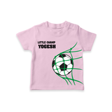 Little Champ Football – Personalised Kids T-Shirt - BABY PINK - 0-5 Months Old (Chest 17")
