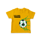 Little Champ Football – Personalised Kids T-Shirt - CHROME YELLOW - 0-5 Months Old (Chest 17")