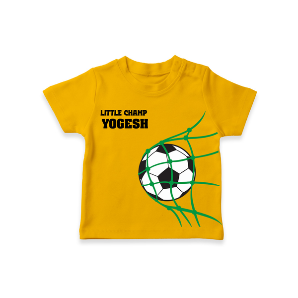 Little Champ Football – Personalised Kids T-Shirt - CHROME YELLOW - 0-5 Months Old (Chest 17")