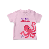 Octo-Cutie – Personalised Kids T-Shirt - BABY PINK - 0-5 Months Old (Chest 17")