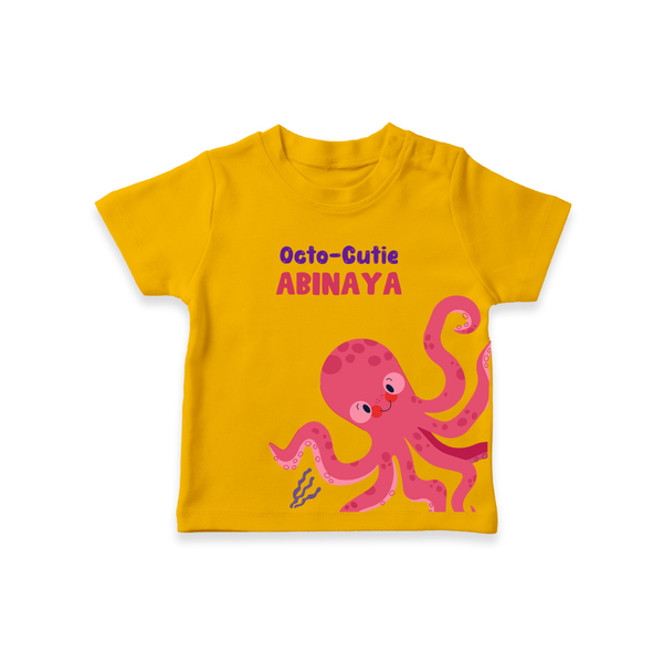 Octo-Cutie – Personalised Kids T-Shirt - CHROME YELLOW - 0-5 Months Old (Chest 17")