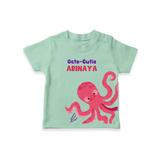 Octo-Cutie – Personalised Kids T-Shirt - MINT GREEN - 0-5 Months Old (Chest 17")