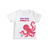 Octo-Cutie – Personalised Kids T-Shirt - WHITE - 0-5 Months Old (Chest 17")