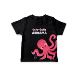 Octo-Cutie – Personalised Kids T-Shirt - BLACK - 0-5 Months Old (Chest 17")