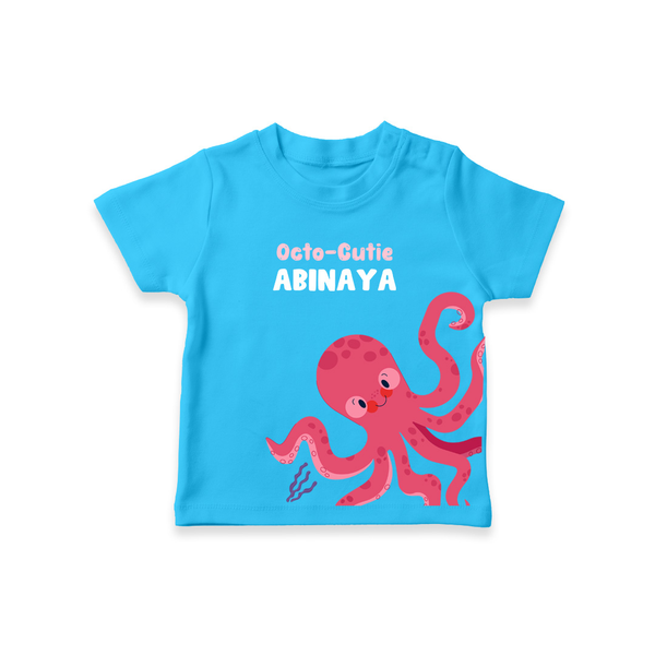 Octo-Cutie – Personalised Kids T-Shirt - SKY BLUE - 0-5 Months Old (Chest 17")