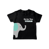 Ele-Fun Time – Personalised Kids T-Shirt - BLACK - 0-5 Months Old (Chest 17")