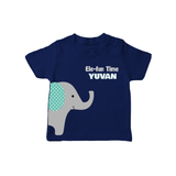 Ele-Fun Time – Personalised Kids T-Shirt - NAVY BLUE - 0-5 Months Old (Chest 17")