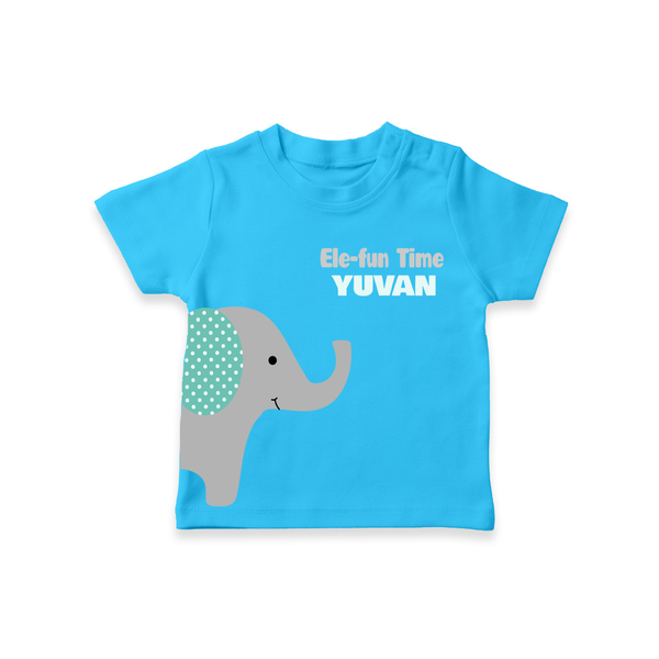 Ele-Fun Time – Personalised Kids T-Shirt - SKY BLUE - 0-5 Months Old (Chest 17")