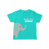 Ele-Fun Time – Personalised Kids T-Shirt - TEAL - 0-5 Months Old (Chest 17")
