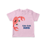 Cute Crab – Personalised Kids T-Shirt - BABY PINK - 0-5 Months Old (Chest 17")