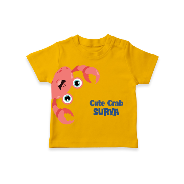 Cute Crab – Personalised Kids T-Shirt - CHROME YELLOW - 0-5 Months Old (Chest 17")