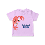 Cute Crab – Personalised Kids T-Shirt - LILAC - 0-5 Months Old (Chest 17")
