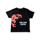 Cute Crab – Personalised Kids T-Shirt - BLACK - 0-5 Months Old (Chest 17")