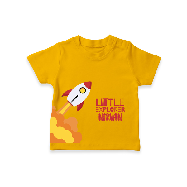 Little Explorer Rocket – Personalised Kids T-Shirt - CHROME YELLOW - 0-5 Months Old (Chest 17")