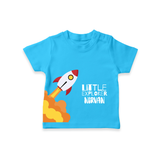 Little Explorer Rocket – Personalised Kids T-Shirt - SKY BLUE - 0-5 Months Old (Chest 17")