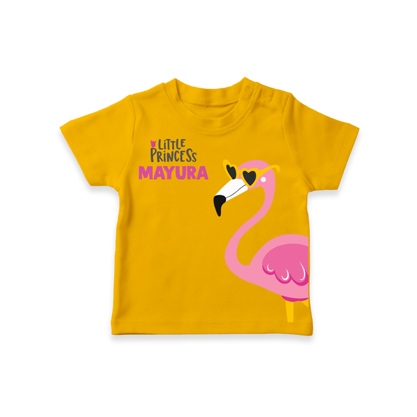 Little Princess Flamingo – Personalised Kids T-Shirt - CHROME YELLOW - 0-5 Months Old (Chest 17")