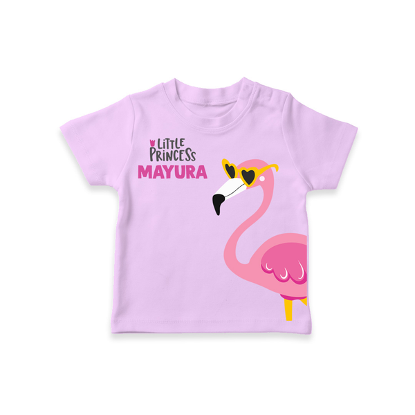 Little Princess Flamingo – Personalised Kids T-Shirt - LILAC - 0-5 Months Old (Chest 17")