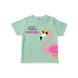 Little Princess Flamingo – Personalised Kids T-Shirt - MINT GREEN - 0-5 Months Old (Chest 17")