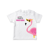 Little Princess Flamingo – Personalised Kids T-Shirt - WHITE - 0-5 Months Old (Chest 17")
