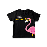Little Princess Flamingo – Personalised Kids T-Shirt - BLACK - 0-5 Months Old (Chest 17")