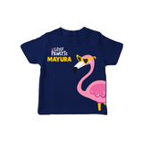 Little Princess Flamingo – Personalised Kids T-Shirt - NAVY BLUE - 0-5 Months Old (Chest 17")