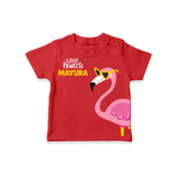 Little Princess Flamingo – Personalised Kids T-Shirt - RED - 0-5 Months Old (Chest 17")
