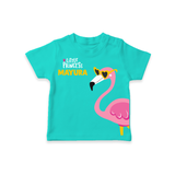 Little Princess Flamingo – Personalised Kids T-Shirt - TEAL - 0-5 Months Old (Chest 17")