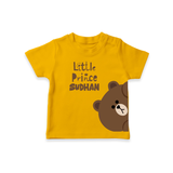 Little Prince Bear – Personalised Kids T-Shirt - CHROME YELLOW - 0-5 Months Old (Chest 17")