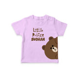 Little Prince Bear – Personalised Kids T-Shirt - LILAC - 0-5 Months Old (Chest 17")