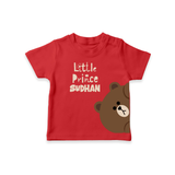 Little Prince Bear – Personalised Kids T-Shirt - RED - 0-5 Months Old (Chest 17")