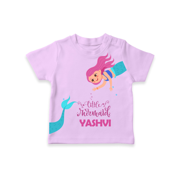 Little Mermaid – Personalised Kids T-Shirt - LILAC - 0-5 Months Old (Chest 17")