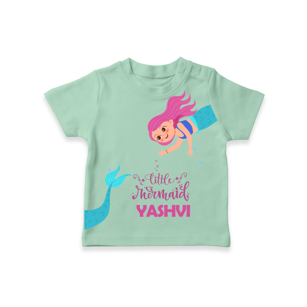 Little Mermaid – Personalised Kids T-Shirt - MINT GREEN - 0-5 Months Old (Chest 17")