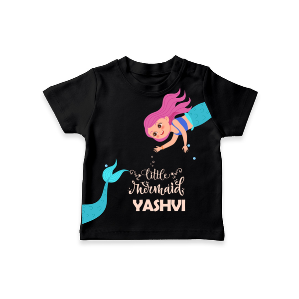 Little Mermaid – Personalised Kids T-Shirt - BLACK - 0-5 Months Old (Chest 17")